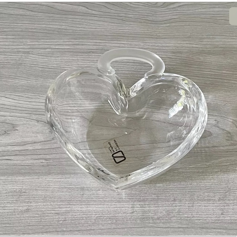 V Nason & Co. Murano Italy Crystal Heart Dish - Picture 4 of 6